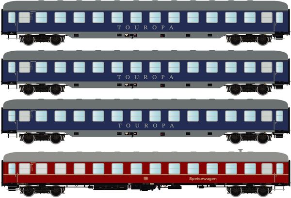 Kato HobbyTrain Lemke H22201 - 4pc. Passenger Car Set 2 TOUROPA of the DB